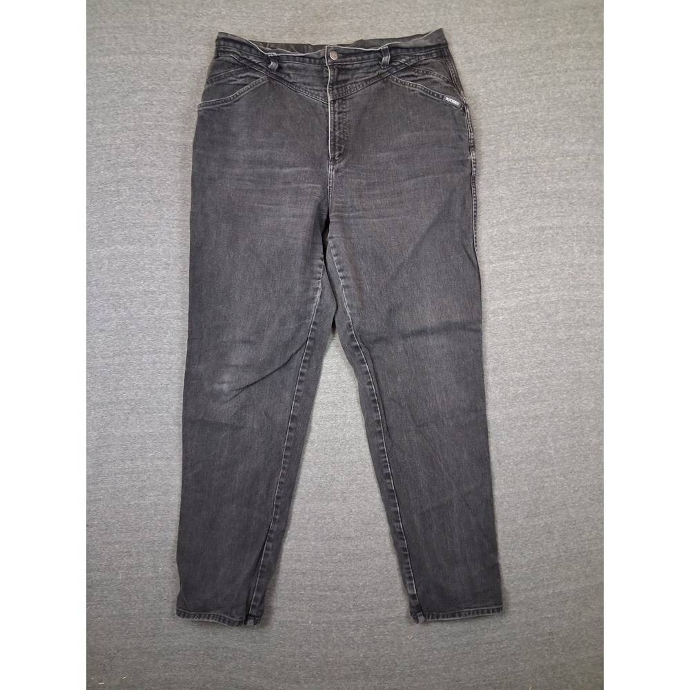 VTG Rockies Rocky Mountain Womens Jeans 36x33 Black Denim Bareback Western Rodeo
